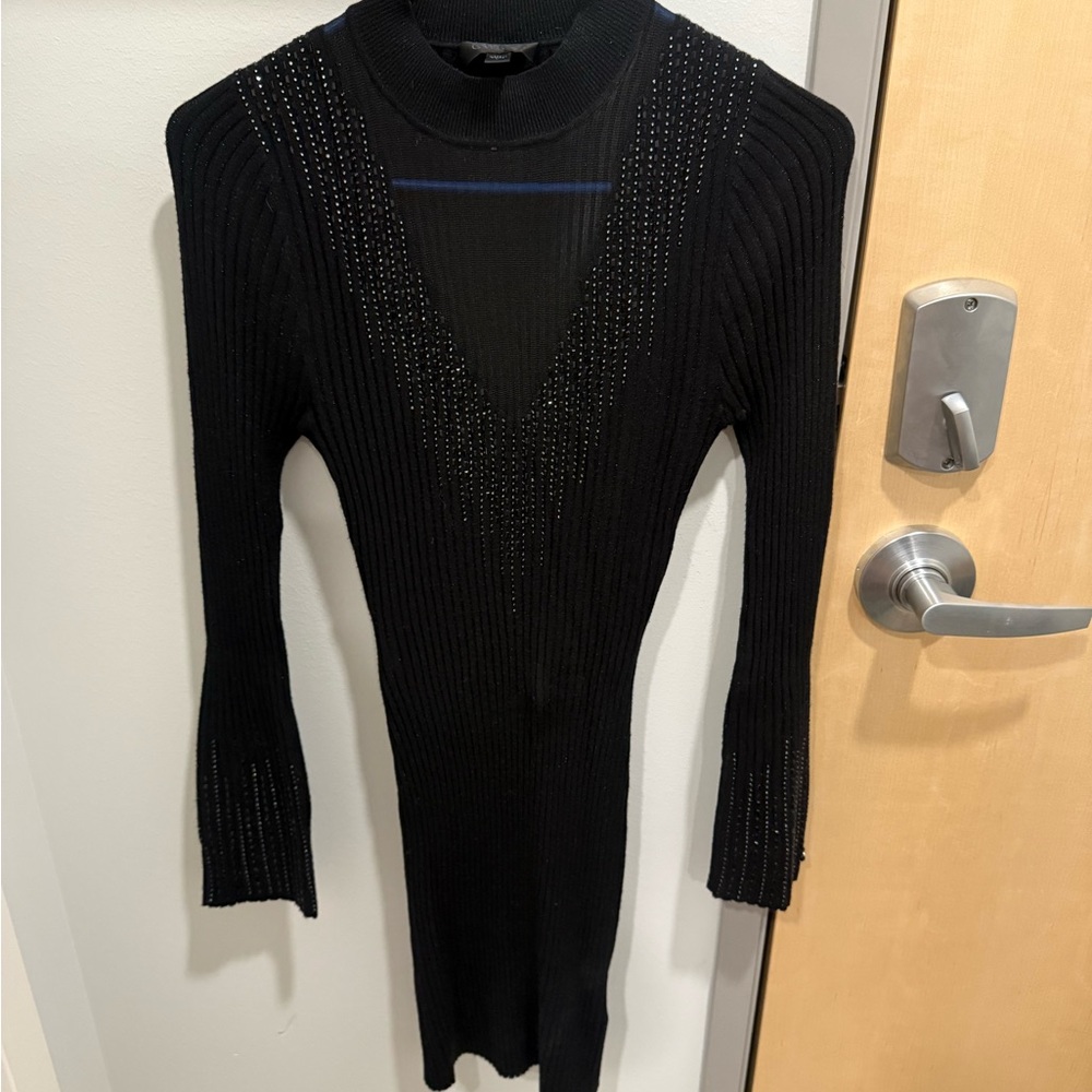 Guess Black Knit Dress with Beading, Size L